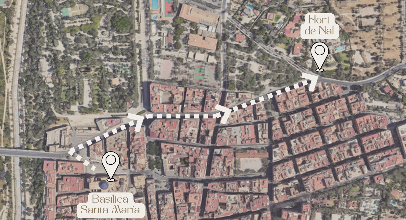 Route from Basílica Santa María to Hort de Nal